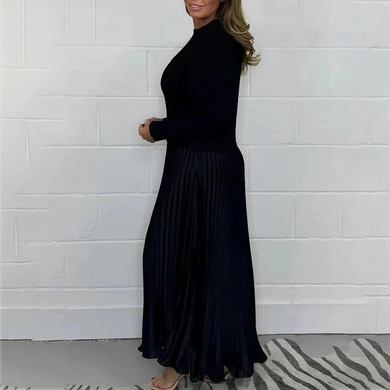 Klaudia - Sukienka maxi z dzianinową górą i plisowanym dołem